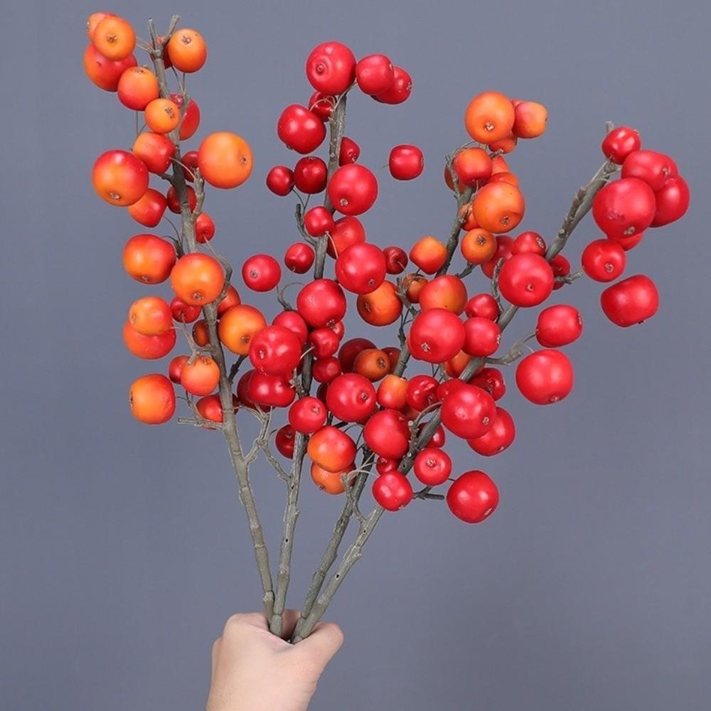30 Heads Artificial Fruit Branch Small Fruit Green Plants Foam Fruits Branch Realistic Plastic Fake Plants Wedding Decor
