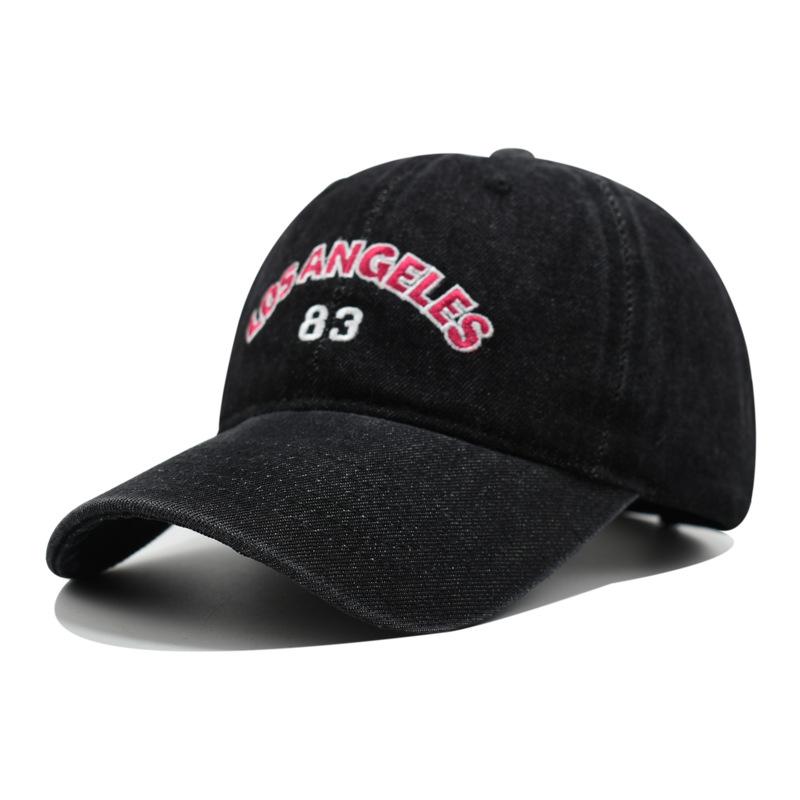 

Unisex Summer Top Quality Embroidery Los Angeles Washed Denim Baseball Cap Hat For Women Sunshade Outdoor Adjustable Visor Cap