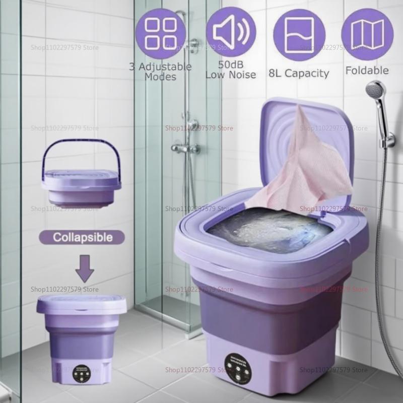 Portable Small Foldable Washing Machine with Spin Dryer For Socks Underwear Washer Household Mini Washing Machine EU Plug