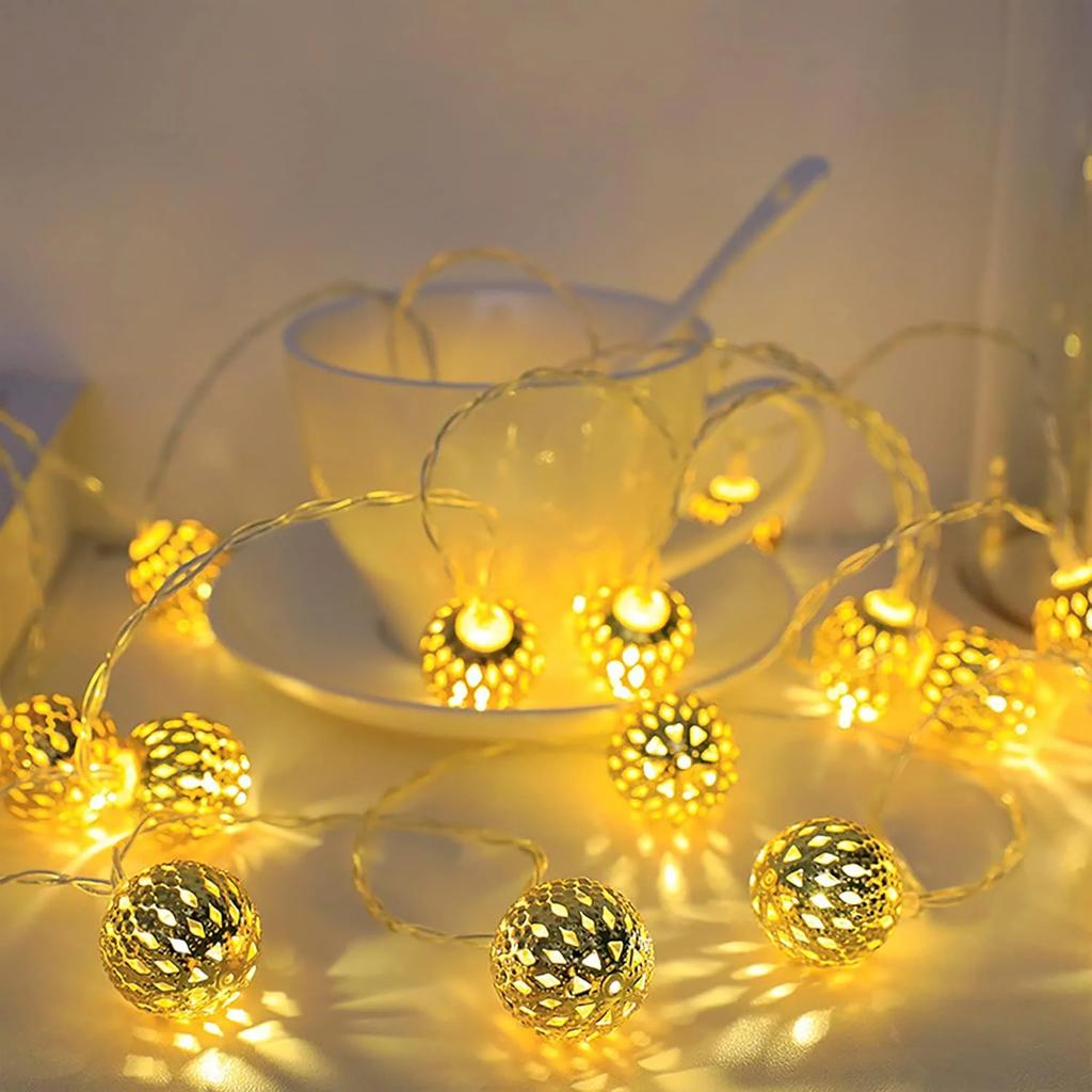 1PC LED Moroccan Ball String Lights Fairy Atmosphere Light Battery Powered For Home Bedroom Living Room Party Wedding Decor