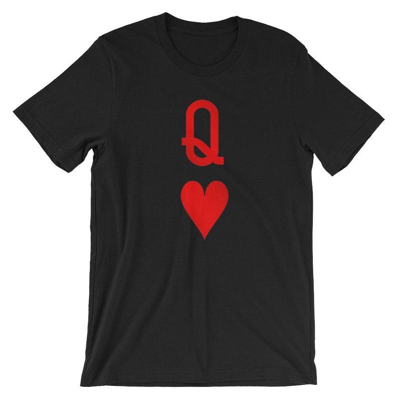 Queen of Hearts Playing Card T-shirt K Q Red Poker Card T Shirt Playing Card Cotton Tees Sustainable Unisex Classic Couple Gift