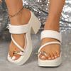 Fashion 2024 Clip Toe Shoes Woman Two-Tone Flipflops Flock Edege Thong Sandals Mix Color Thicken Sole Slippers Home Ladies Casual Slides
