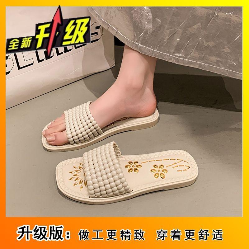 2025 summer new fashion versatile flat-bottomed fairy style home cool slippers wear Internet celebrity non-slip slippers