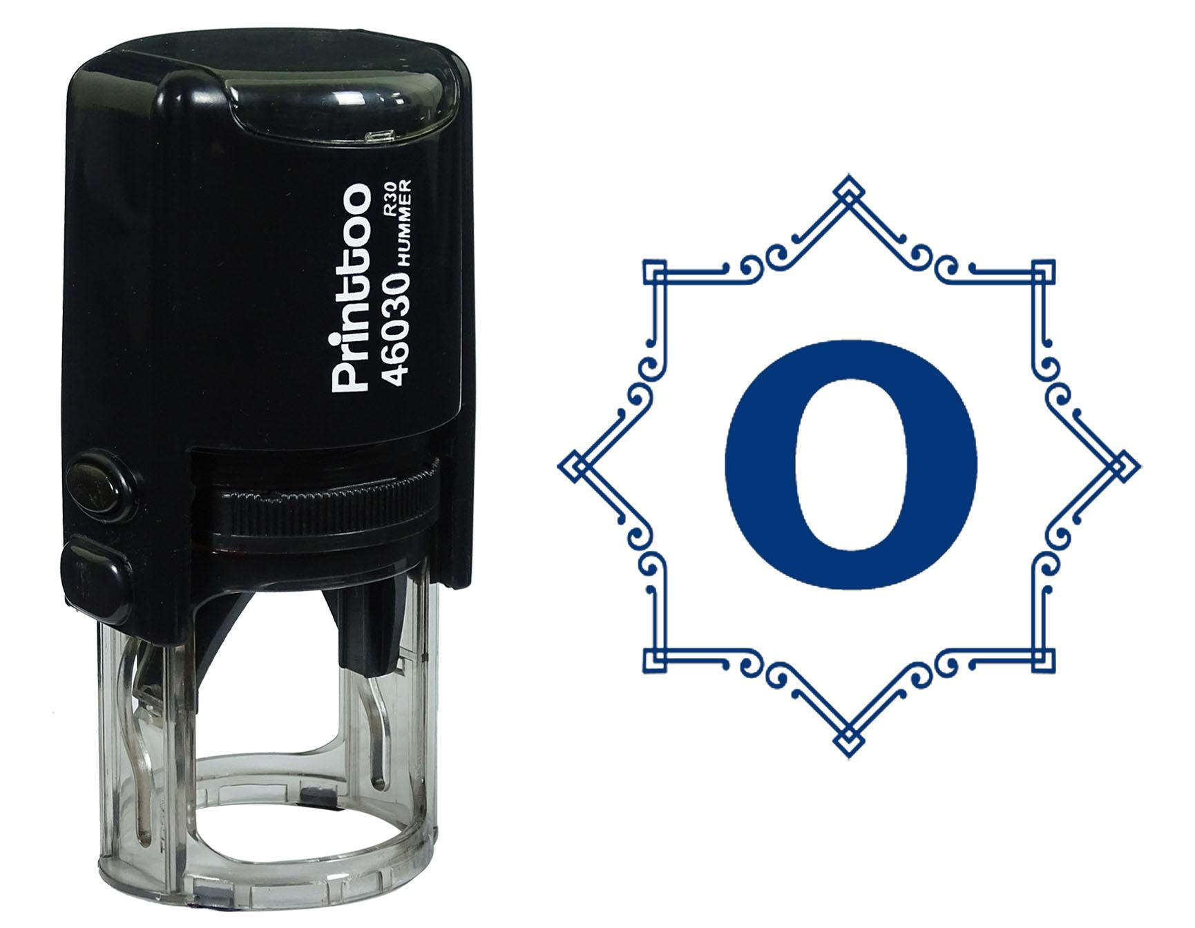 

Printtoo Восьмикутник Кельтський Вихор Рамка Алфавіт O Монограма Самонабірний Гумовий Штамп Офіс 30 mm Diameter (Approx) синій