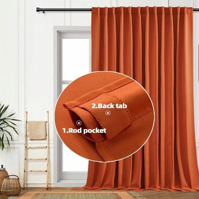 Moderne Minimalistische Dikke Kleurige Verduisterende Gordijn, Geluidsisolatie Zonwering, Meerdere Kleuren Beschikbaar, Geen Boor W130xH100cm&Rod pocket oranje