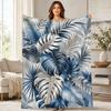 Blau-Graues Monstera-Laub Korallenfleece-Decke