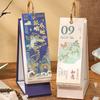 2026 Desk Flip Calendar Vintage Gold Stamping Painting Desktop Organizer Aesthetic Standing Calendar for Home Office
