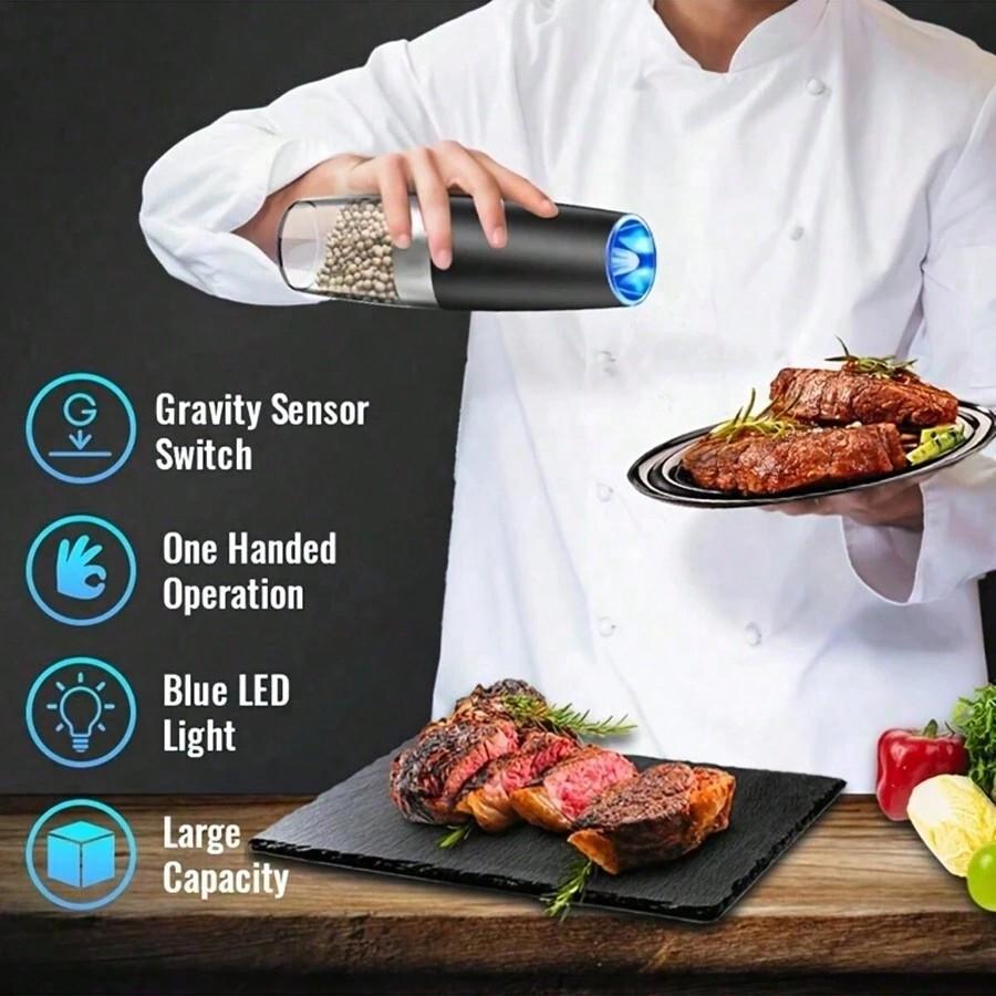 1 Stück Elektrisches Salz- und Pfeffermühlen-Set, Salz- oder Pfeffermühle, Einstellbarer Mahlgrad, Batteriebetrieben