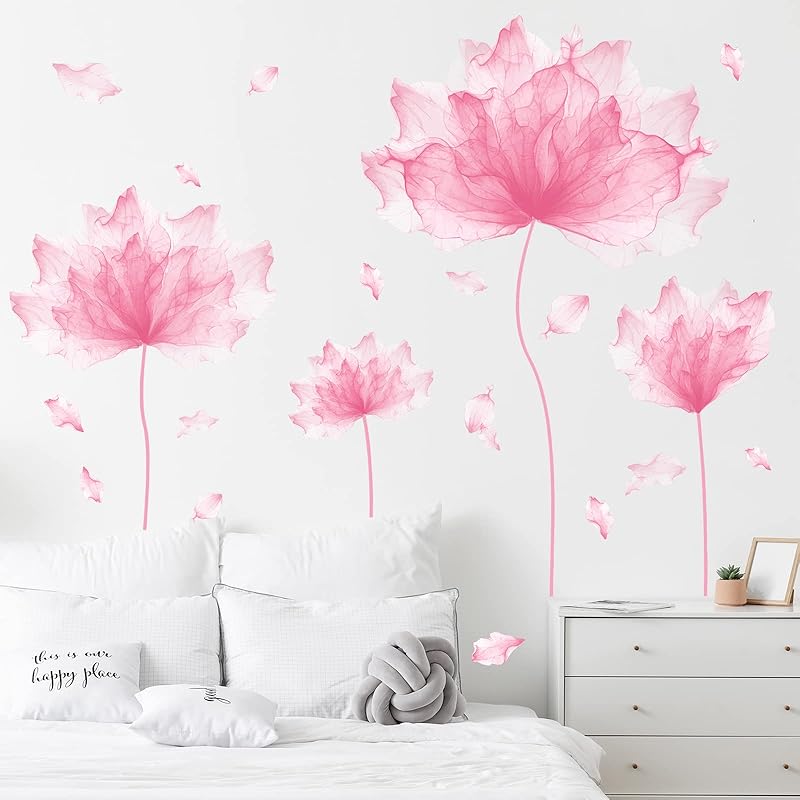39.3'' x 32.6'' Huge Flower Petal Wall Decals Living Room Floral Wall Stickers Removable Peel and Stick Waterproof Wall Art Decor Stickers for