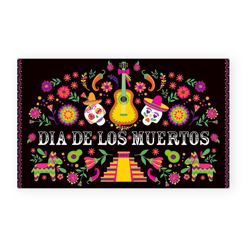 Mexican Day Of The Dead Ghost Skull Party Decoration Banner Purple Background Dancing Ghost Skull Kids Banner Holiday Decoration