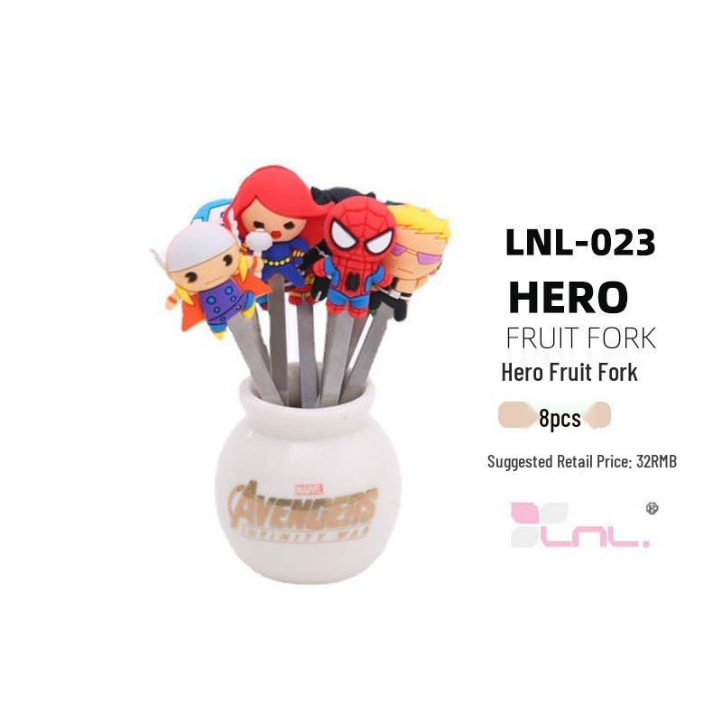 Stainless Steel Children's Fruit Forks - Cute Style Dessert & Cake Forks with Storage Jar for Baby Household Use