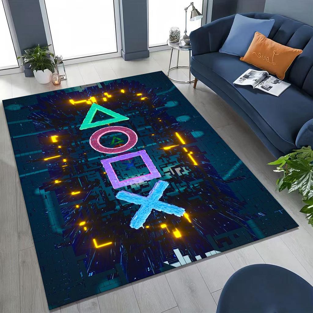 27 Stil Gamer Zone Game Controller Cartoon Spielzimmer Teppich für Schlafzimmer Wohnzimmer Sofa Zuhause Fußmatte Dekoration, Rutschfeste Bodenmatte