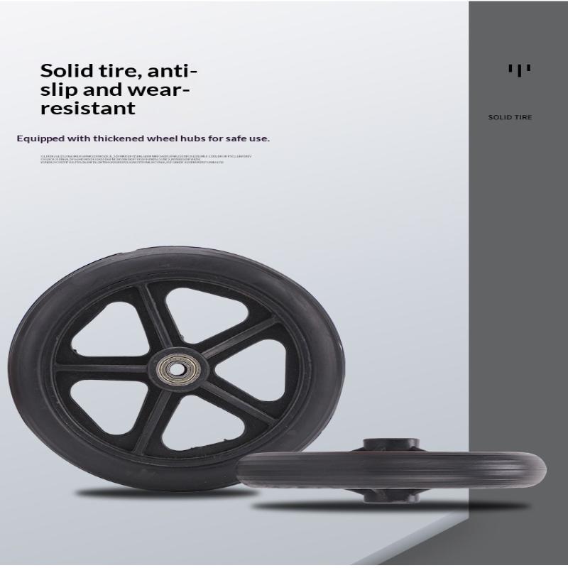 6 Inch Rubber Wheels Smooth Flexible Heavy Duty Wheelchair Front Castor Solid Shopping Cart Wheel Wheelchair Replacement