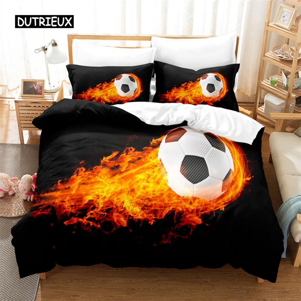 Fotbal, Set de lenjerie de pat sport Set cuvertură de pat 3d Lenjerie de pat imprimare digitală Set pat Queen Size Design fashion
