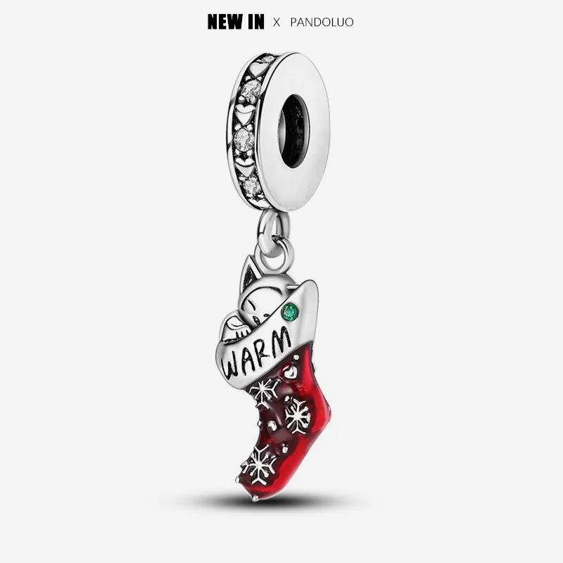 New In Christmas Series Charm Beads Fits Pandach Original Bracelet For Women Copper Pendant Bead Jewelry Festival Gift