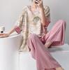 Hanfu pajamas women's spring summer new Chinese-style cotton and silk suit cotton silk medium-sleeved loose loungewear can be worn thin