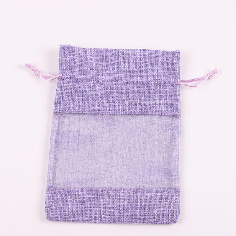 20pcs Linen Drawstring Bags Window Bags Spliced Mesh Bags Cosmetic Sorting and Storage Bags Gauze Bags Drawstring Bags