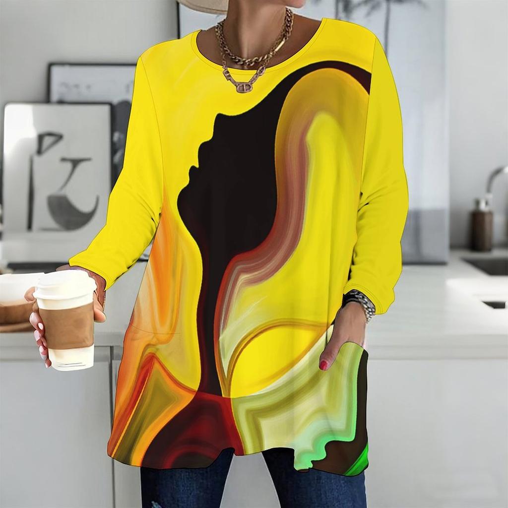 Ladies V Neck Plus Size Long Sleeve Blouse Soft Loose Tops For Casual Outdoor Activities