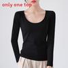 Cotton Crew Neck Slim Fit Long Sleeve Tshirt With Solid Color For Casual Wear