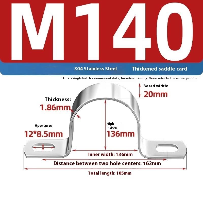 Zesílená U-třmenová sedlová svorka Nerezová ocel Koňský hřbet Drátěné hrdlo Obruč Klipy pro upevnění kabelů Použitelné pro potrubí OD 8-200 mm