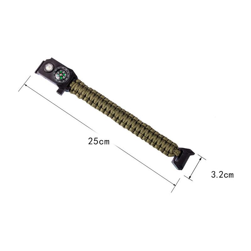 

Outdoor Survival Tools Paracord Whistle Compass SOS LED Signal light 2.5*23CM