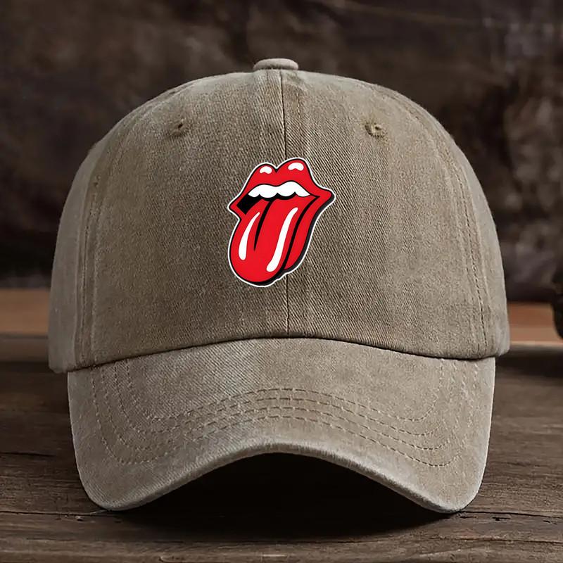 Tongue print retro baseball cap fashionable dad hat curved brim suitable for outdoor sports
