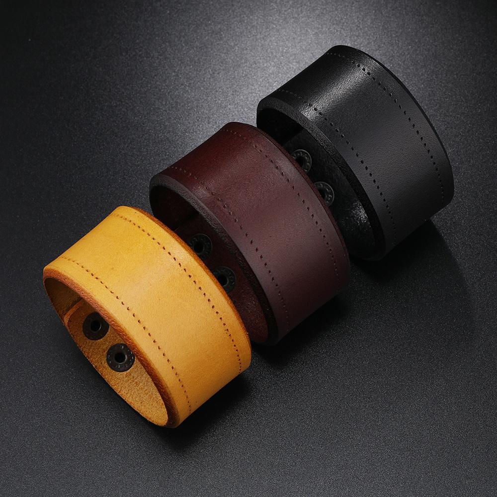 

1PC New Simple Wide Leather Bracelet Vintage Bangle чорний