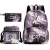 School Bag, Peripheral Printing Three-piece Set, Student School Bag, Backpack, Messenger Bag, Pencil Bag.