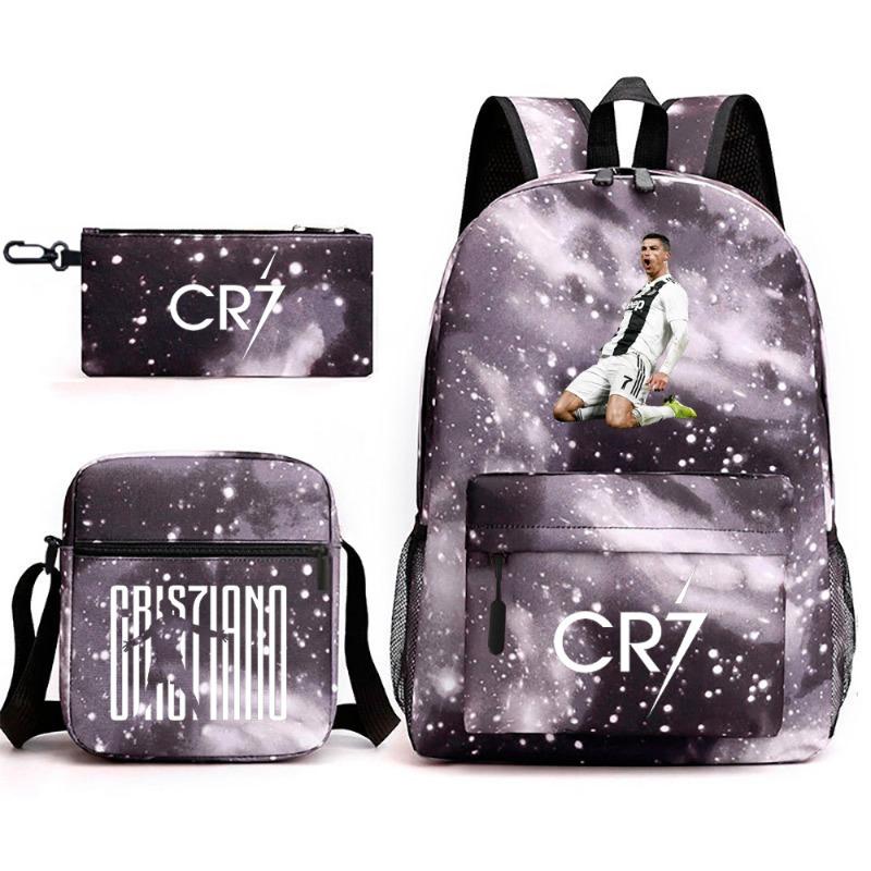 School Bag, Peripheral Printing Three-piece Set, Student School Bag, Backpack, Messenger Bag, Pencil Bag.