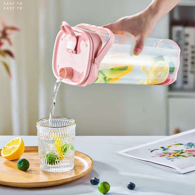 Refrigerator Water Pitcher With Spout Leakproof Cold Drink Dispenser For Fruit Tea Lemonade Iced Coffee BPA-Free Plastic