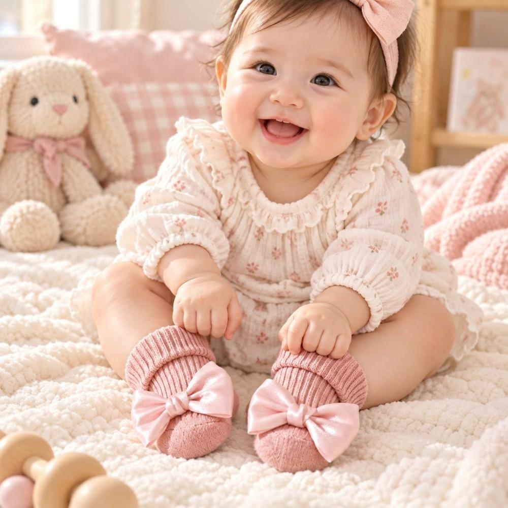 1 Paie Soft Cotton Blend Baby Floor Sock Breathable Fabric Anti-Slip Sock  Indoor Home