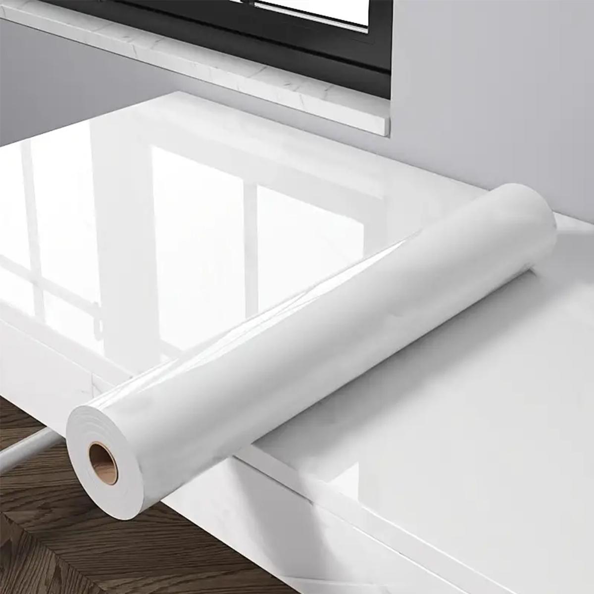 

[Oil-Proof Contact Paper] Oil-Proof White Self-Adhesive Contact Paper - Easy-Apply Textured Design for Kitchen & Bathroom Counte 40cm x 100cm