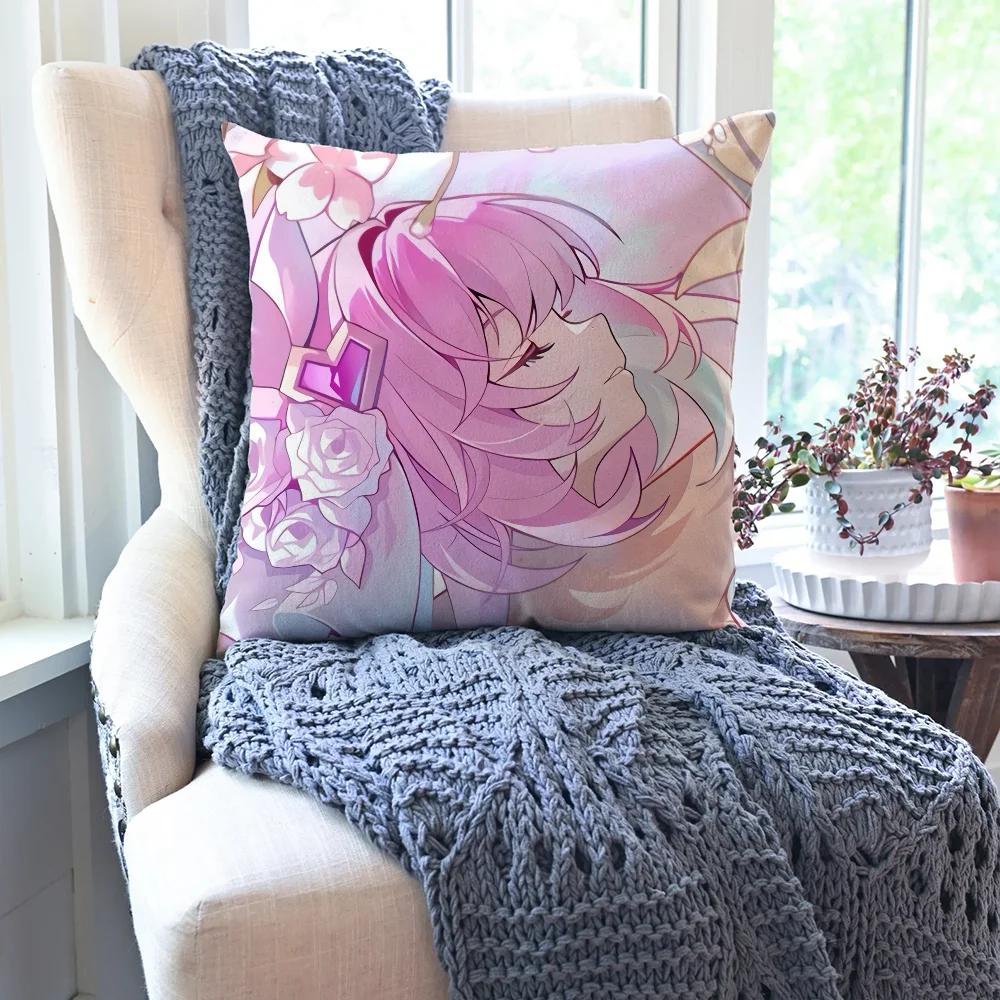 1pc Elysia Animation H-Honkai I-Impact 3 Pillow Case Square Pillow Bedroom SofaLeisureComfortCarLivingRoom Home Decoration 40X40