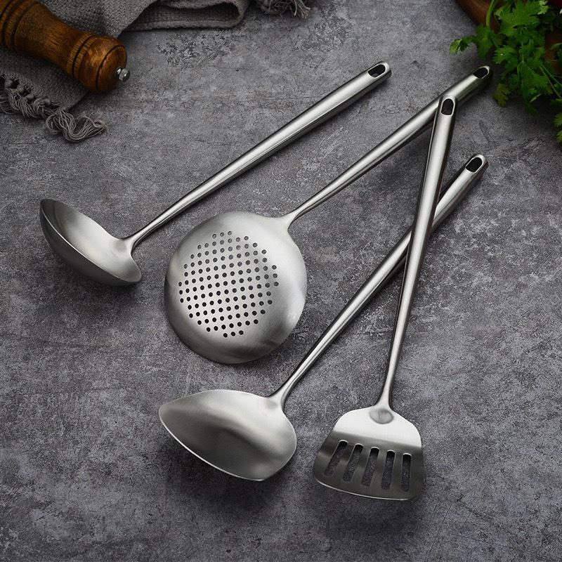 304 Stainless Steel Kitchenware Set: Spatula, Soup Spoon, Stirring Spatula, Slotted Spoon, Mushroom Spatula, Frying Spatula.