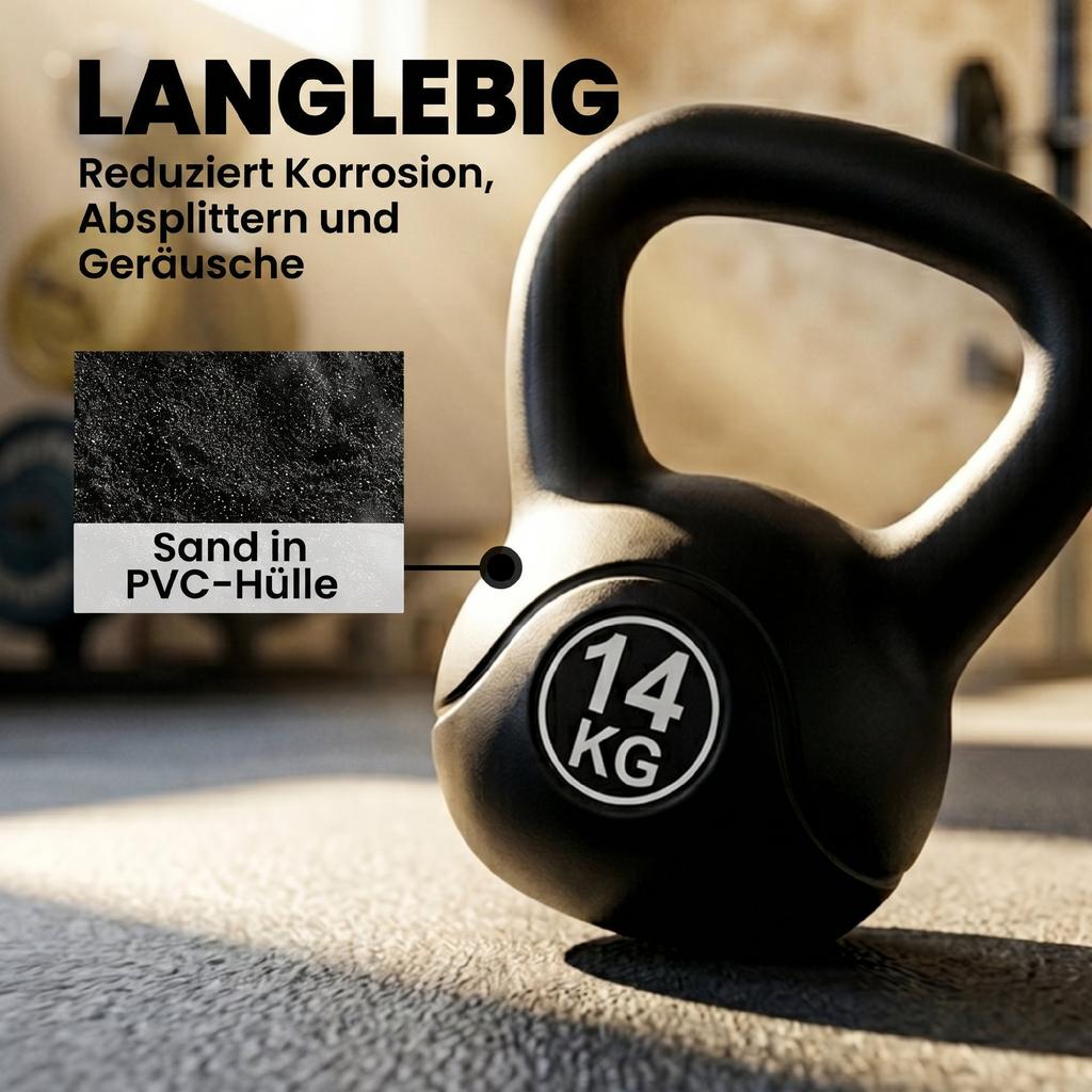 Kettlebell Ball Weight 14 Kg Weight Dumbbell Filled with Sand for Beginners Black