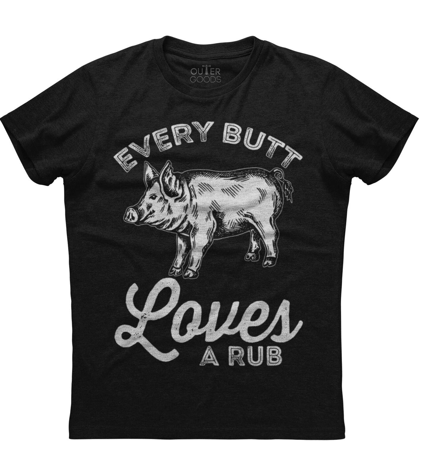 Every Butt Loves A Rub Pigs Lover Womens Short Sleeve Cotton Black T-shirt XL