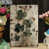 Metal Wall Decor Four Leaf Clover Irish Charm Sign for Pub Bar Garden Gift