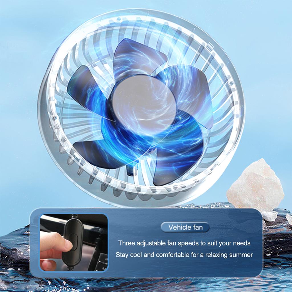 USB Powered Cooling Air Fan Vent Clip Vehicle Fan 3 Speeds Quiet Brushless Motor 360 Rotatable for Vehicle SUV Truck Van RV