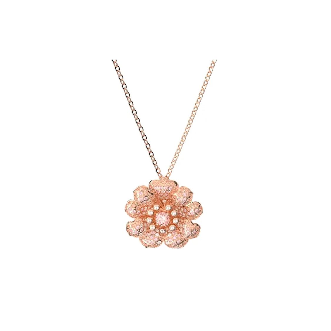 

Swarovski Connexus Heart Lotus Shaped Gold Plated Necklace Women necklace 5615093 Box (Random Color)