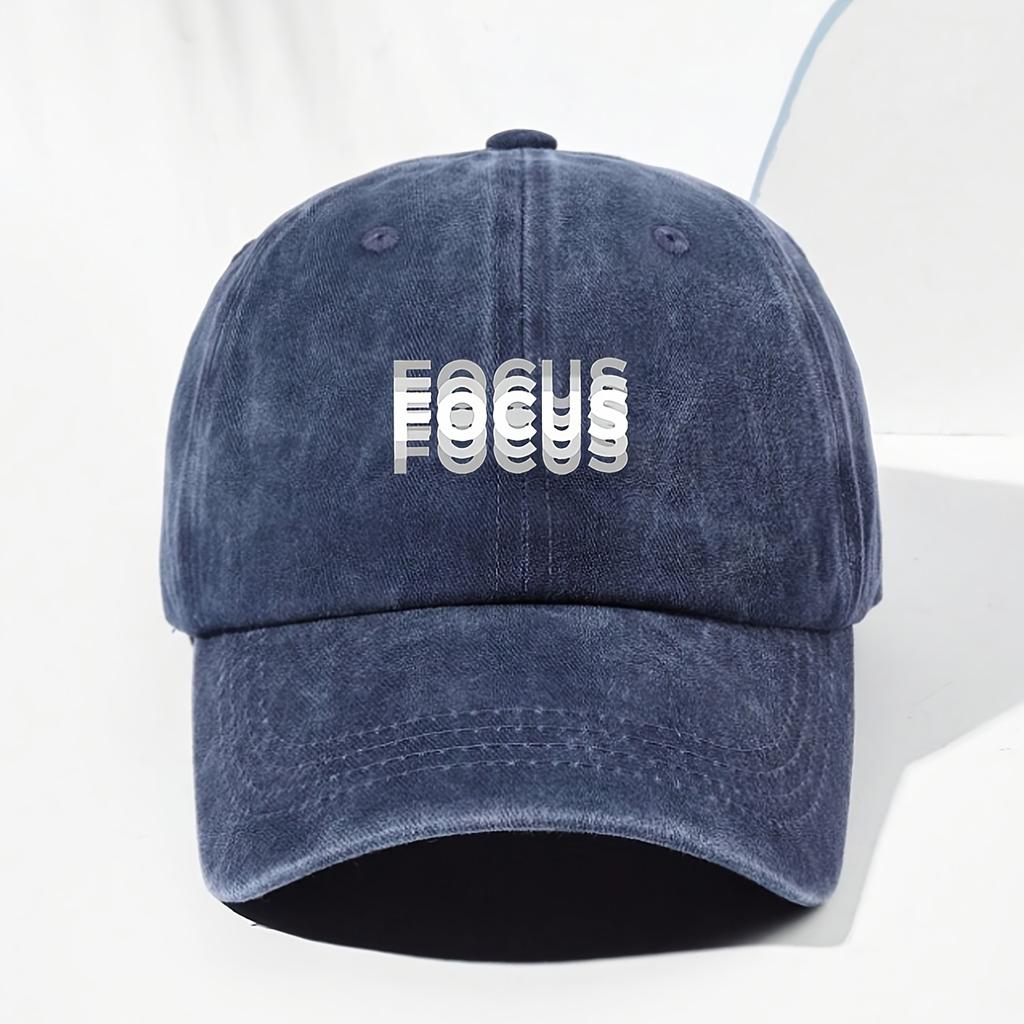 Classic Unisex Baseball Cap with "FOCUS" Print Adjustable for Daily Leisure, Outdoor Sports, and Travel