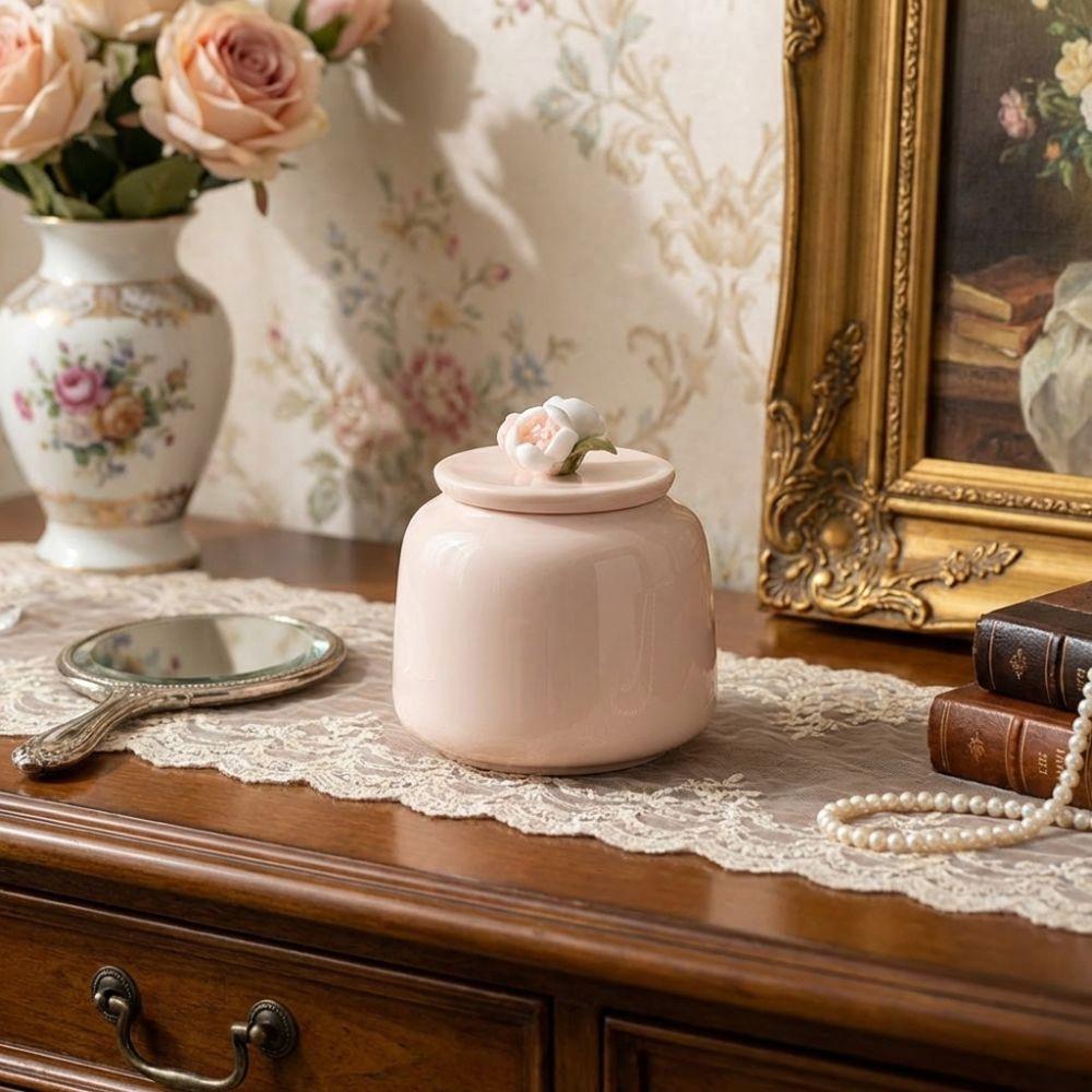 Moisture Proof Ceramic Tea Jar Pink Tea Packaging Box Tea Container Tea Sealed Jar  Tea Ceremony