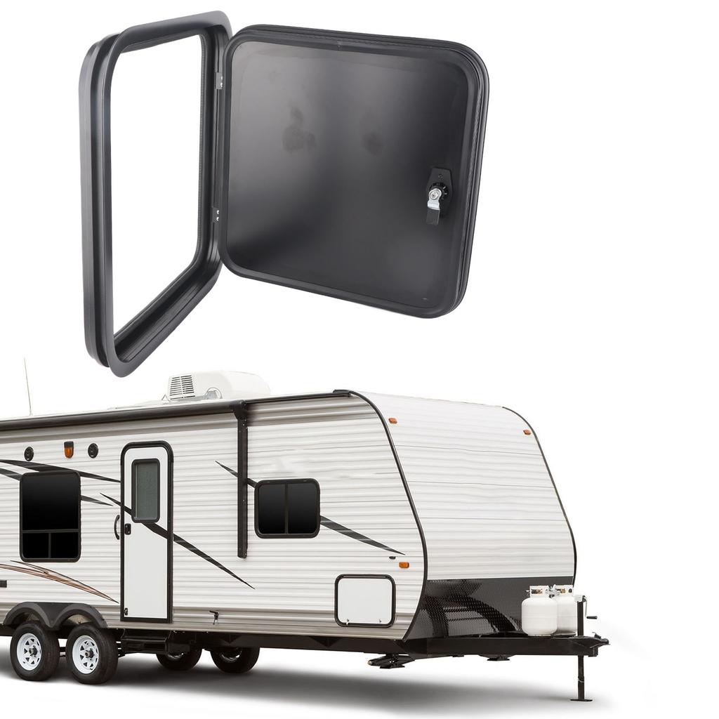 RV Baggage Door UV Proof Square Rounded Corner Black Compartment Storage Door for Camper Motor Caravan