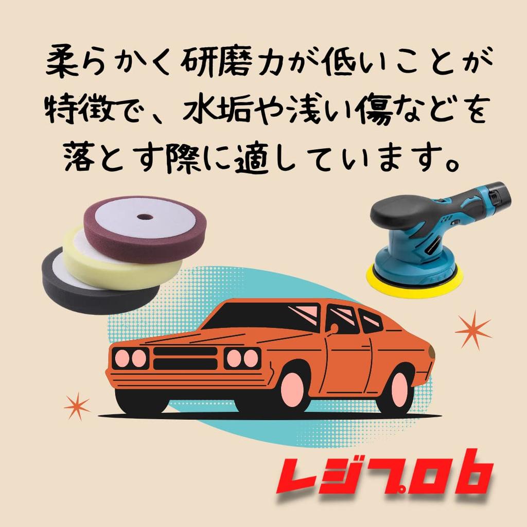 RESIPRO B Polisher Sponge Buff, 180mm, Set of 3, Mixed Type, Coarse, Medium, and Fine Grits, for Wax Polishing