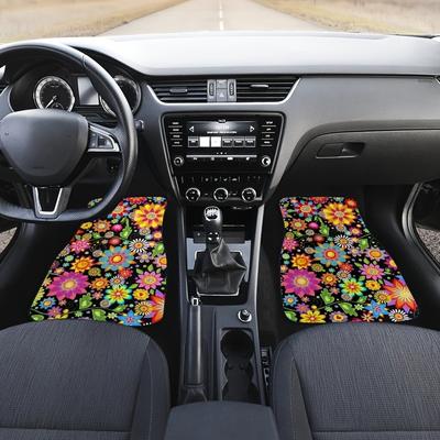4 Stück/Set Persischer Streifen Kristall-Fleece Universelle Autoteppiche Anti-Rutsch Verschleißfest Bodenmatten für Fahrzeuge Polyestergewebe