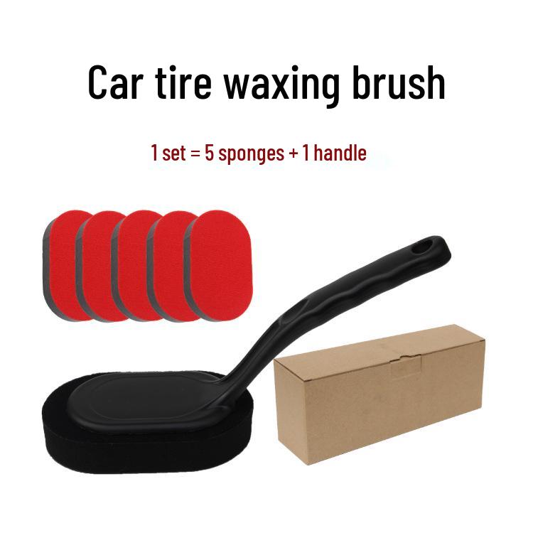 Tire Polishing & Waxing Brush with Replaceable Handle and Sponge