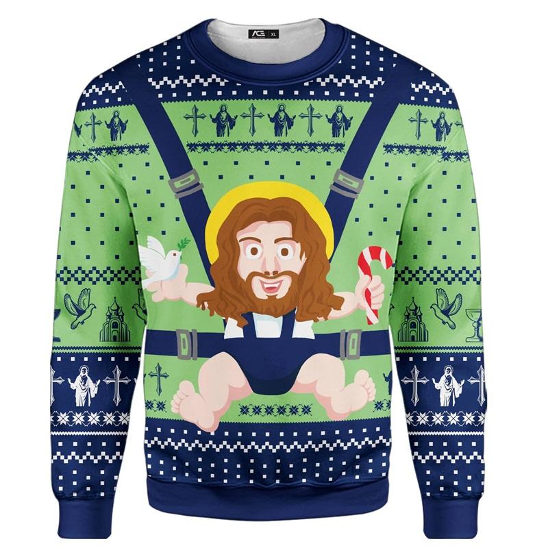 3d Print Santa Claus Playing Hockey Graphic Sweatshirts Men's Merry Christmas Crew Neck Pullover Sweater New In Xmas Hoodie
