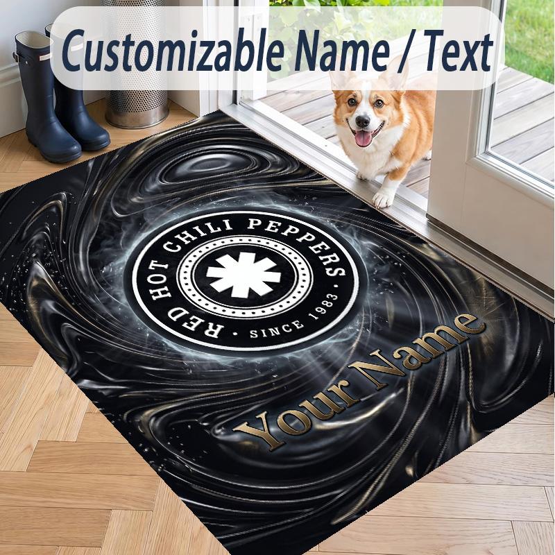 Custom Text Printed Rug Red Hot Chili Peppers Non Slip Floor Carpet For Home Room Decor