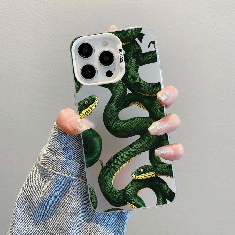 Cool Creative Dark Snake Phone Case for iPhone 16 15 Pro Max 14 13 12 11 Pro Max 13 Mini 14 15 16 Plus Shockproof Back Covers