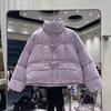 New college style women's short down jacket fashion stand-up collar square wooden buckle bread jacket