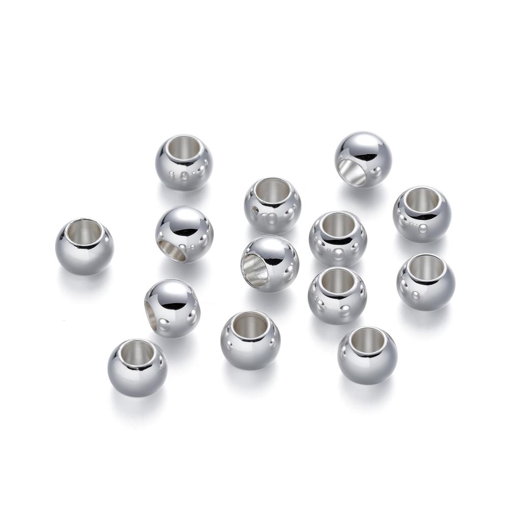 10pcs 4 5 6mm 14K 18K Gold Plated Brass Round Bead Big Hole Spacer Beads For Jewelry Making DIY Bracelet Necklace Accessories